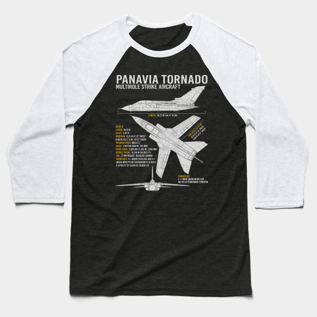 Panavia Tornado Jet Fighter Aircraft RAF Airplane Plane UK Blueprint Baseball T-Shirt by BeesTeez